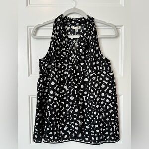 NWT Max Studio Black & White Print Tie Neck Blouse XS